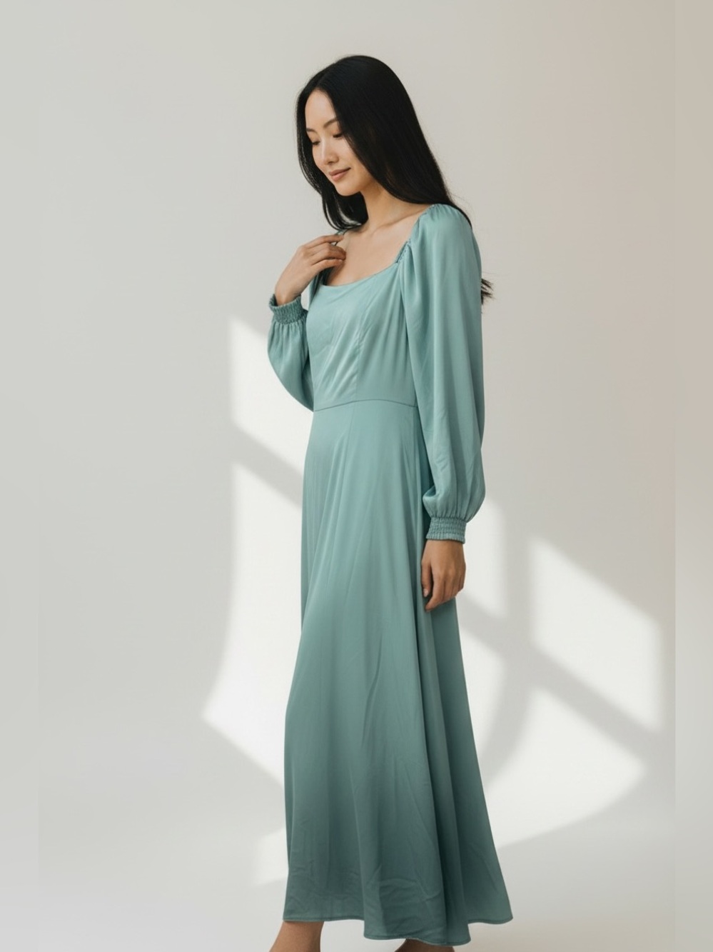 Baltic Born Sage Green Gisele Chiffon Midi Sheath Dress Size Large